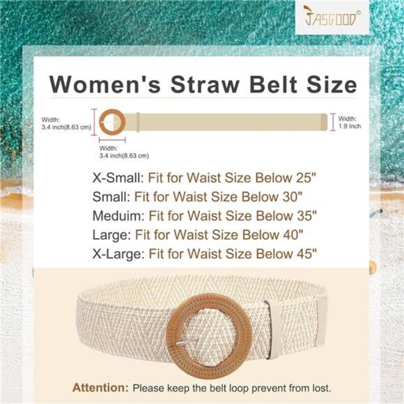 Straw Woven Elastic Stretch Belts Women Raffia Dress Waist Band Boho - Picture 6 of 7